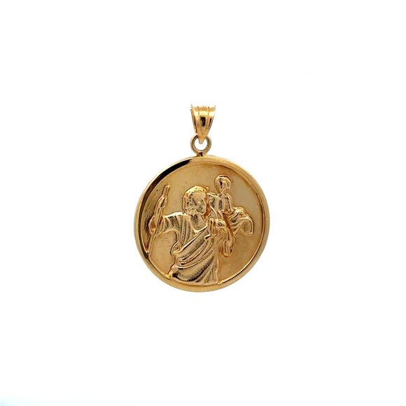 18K Gold Pendant Jesus Christ Saint Joseph Round 2.79 grams - Picture 5 of 14
